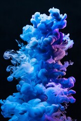 Obraz premium Vibrant blue and purple ink clouds in water