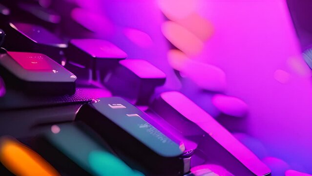 Vibrant Computer Keyboard With Colorful Keys Generative AI