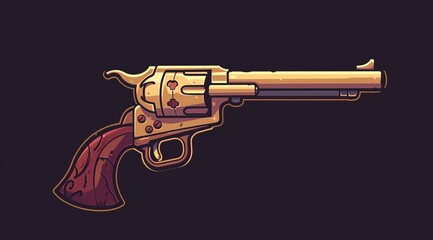 Vintage revolver illustration on dark background