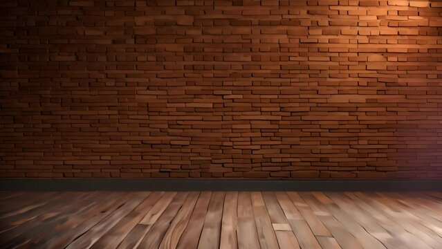 Empty Room With Brick Wall and Wooden Floor Generative AI