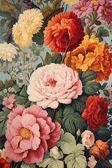 Vintage flowers painting backgrounds tapestry.
