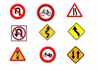 set of traffic signs