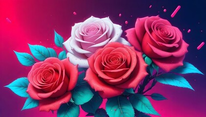 Blooming Roses Illustration Digital Painting Floral Background Graphic Beautiful Blossoms Design