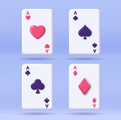 3D palaying cards vector set