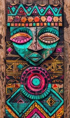 bold African abstract background with layers of vibrant colors and bold contrasts, adding visual interest and impact to the composition
