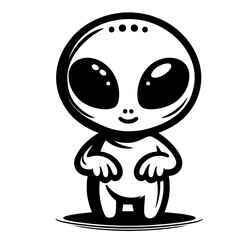 Fototapeta premium Eine minimalistische schwarz weiße Vektorgrafik eines kleinen Aliens