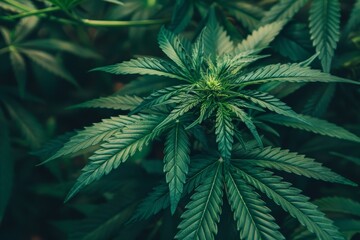 Lush cannabis plant in natural setting