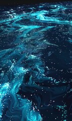 Cosmic aqua blue abstract background with shimmering stars and celestial elements, symbolizing the vastness of the ocean and the universe