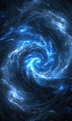 Cosmic aqua blue abstract background with swirling galaxies and cosmic dust, symbolizing the infinite possibilities of the ocean and the universe