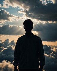 silhouette of a person in the sky