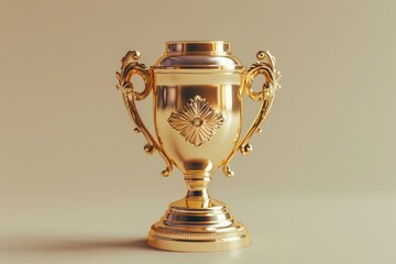 Fototapeta na wymiar Trophy cup. Champion trophy, shiny golden cup.