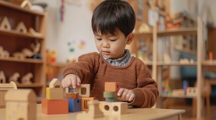 child using educational toys to learn through play, fostering hands-on learning experiences.