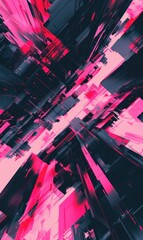 digital pink abstract background with glitch effects and pixelated elements, perfect for creating a futuristic and avant-garde vibe