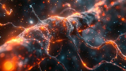 Neurological Symphony: Exploring Neuronal Firing and Brain Activity - obrazy, fototapety, plakaty