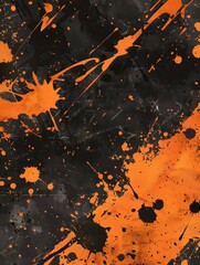 Abstract orange and black paint splatter background - obrazy, fototapety, plakaty