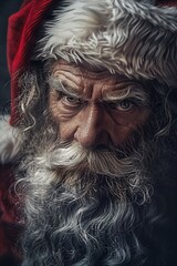 Close-up Portrait of a Serious Santa Claus - obrazy, fototapety, plakaty