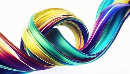 3d render abstract background colorful twisted shapes in motion computer generated digital art for poster flyer banner background or design element holographic foil ribbon on white background