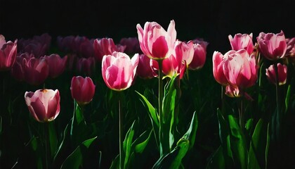 pink color tulip flowers bloom
