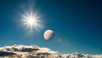 solar eclipse with sun and moon - obrazy, fototapety, plakaty
