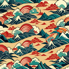 Obraz premium Japanese Seamless Vector