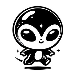 Fototapeta premium Eine minimalistische schwarz weiße Vektorgrafik eines kleinen Aliens