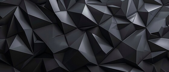 Polished, Semigloss Wall background with tiles. Triangular, tile Wallpaper with 3D, Black blocks. 3D Render