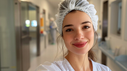 Young Female Nurse in White Scrubs, Professional Healthcare Portrait