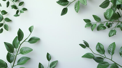 3D rendering Isolated green plant twigs with leaves on a white backdrop. - Powered by Adobe