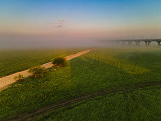 Obraz premium top view of the bridge over the river