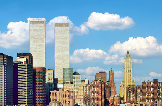 twin towers in sunset