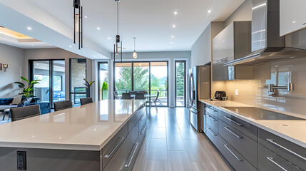 A sleek and stylish image showcasing a modern kitchen, the epitome of contemporary design and functionality.