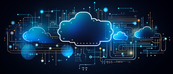 Obraz premium Digital Technology and Cloud Computing Interface Background