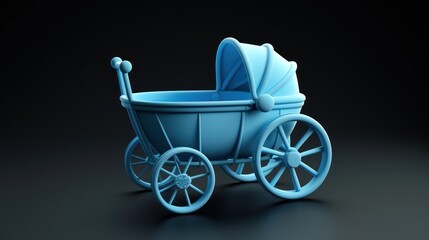 Fototapeta na wymiar icon of blue violet baby carriage isolated on black background AI generated