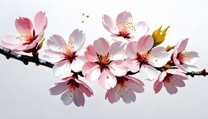 Cherry Blossom Flowers Illustration Digital Painting Floral Background Beautiful Blossoms Design