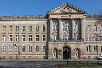 Deutsche Post building with signage and logo on historic facade