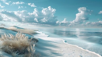 Stunning D Rendering of a Peaceful Shoreline at Dawn