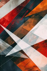 Craft a contemporary abstract geometric background featuring shades of red, orange, and white, for a visually striking and modern design