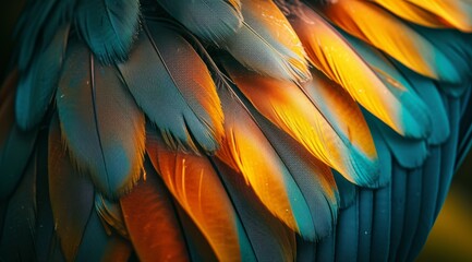 Obraz premium Vibrant Bird Feathers Close-up