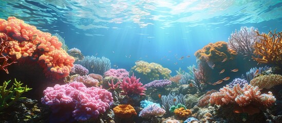 Naklejka na ściany i meble Vibrant D of a Diverse Coral Reef Ecosystem