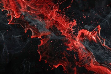 Abstract red and black fluid art background