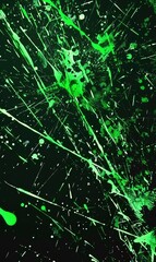 dynamic green abstract background with energetic brush strokes and bold splatters, exuding creativity and expression