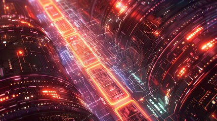 Obraz premium futuristic line technology 