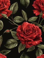Elegant Red Roses on a Dark Background