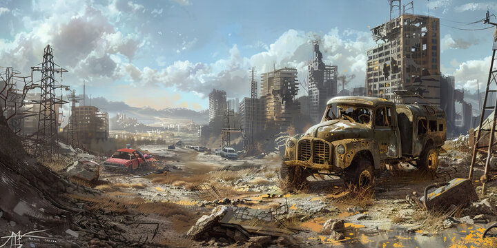 Ashen Skies: Life After the Fallout - A world where the skies are forever tainted with ash, symbolizing the aftermath of nuclear fallout and the challenges of rebuilding