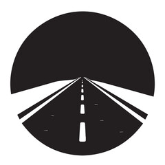 Road abstract in circle  in cartoon, doodle style . Image for t-shirt, web, mobile apps and ui. Isolated 2d vector illustration in logo, icon, sketch style, Eps 10, black and white. AI Generative