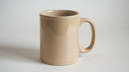Aluminum mug in beige color with space for text, an inscription, or a logo.