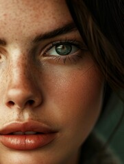 Close-up Portrait of a Woman with Green Eyes