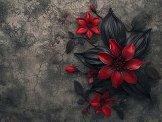 Elegant red flowers on a textured background