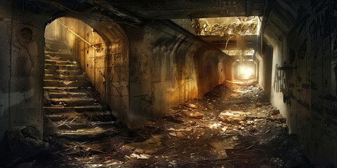 Underground Odyssey: Journey to Safety - An odyssey of survival as survivors journey underground to seek safety in fallout shelters, facing challenges and dangers along the way