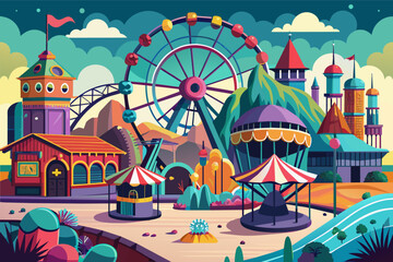 Dilapidated amusement parks and carnival rides, frozen in time and haunted by memories of joy and laughter
